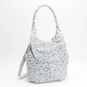 American Leather Co. White Floral‎ Leather 2-1 Backpack Bag